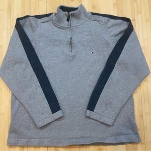 Tommy Hilfiger Grey Quarter Zip Heavy Sweater Sweatshirt Pullover Mens Size XL